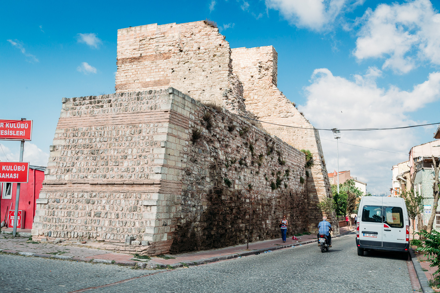 Biking along the Wall of Constantine in Istanbul, Turkey
