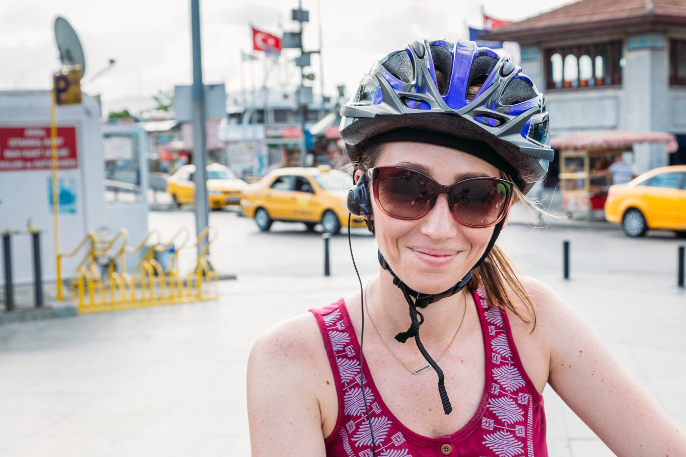 Rocking my helmet and headset for my upcoming ride with The Biker Istanbul