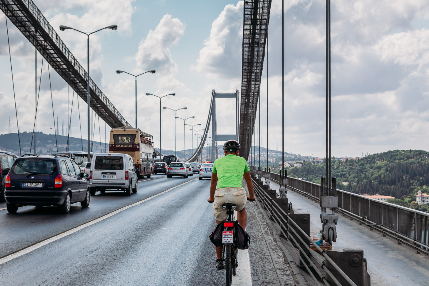 Taking advantage of the opportunity to bike with the Transcontinental Ride from Europe to Asia over Istanbul's Bosphorus Bridge