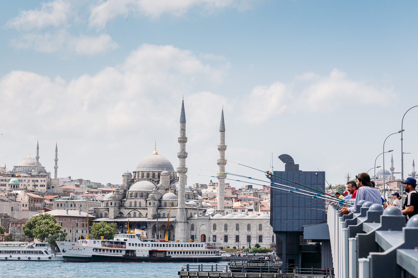 Admiring the view of the historical peninsula from the Galata bridge