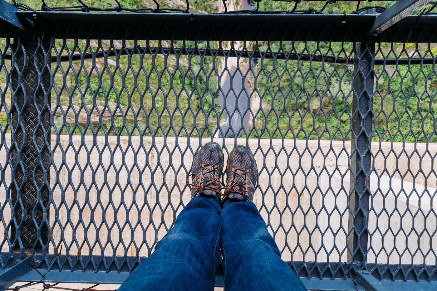 Don't look down while walking the catwalk on Bloukrans Bridge