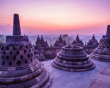 Despite the cloudy haze that morning, the blue light at Borobudur sunrise was perfect.