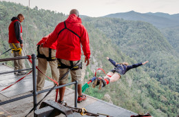 A jumper takes the first plunge at Blokrans Bridge in Tsikamma South Africa