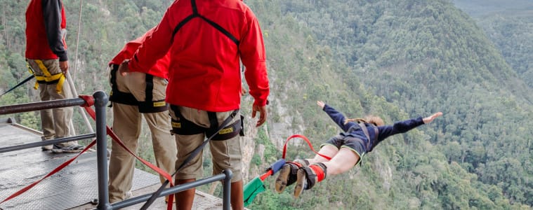 A jumper takes the first plunge at Blokrans Bridge in Tsikamma South Africa